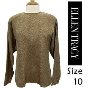 Ellen Tracy L/S Vintage Brown Silk Blouse Size 10